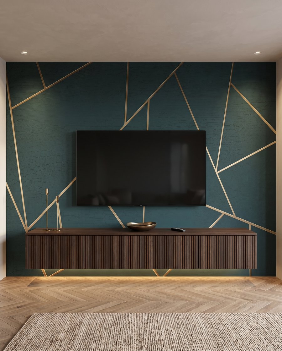 Gouden lijnen op bosgroen — interieur 3