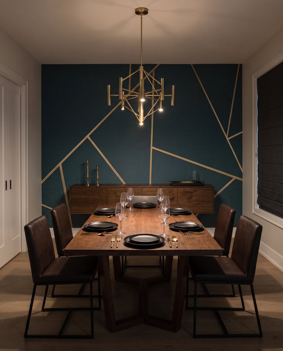 Gouden lijnen op bosgroen — interieur 5