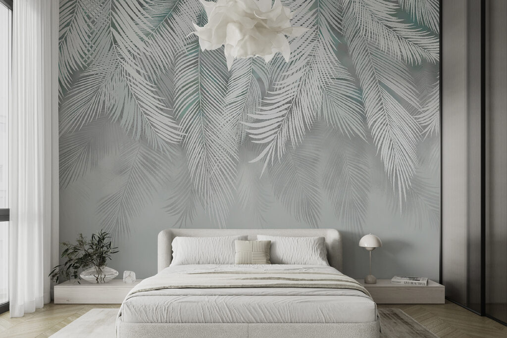 Witte bladeren op een witte achtergrond — interieur 5