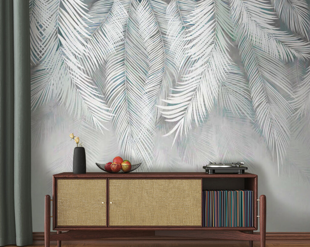 Witte bladeren op een witte achtergrond — interieur 2