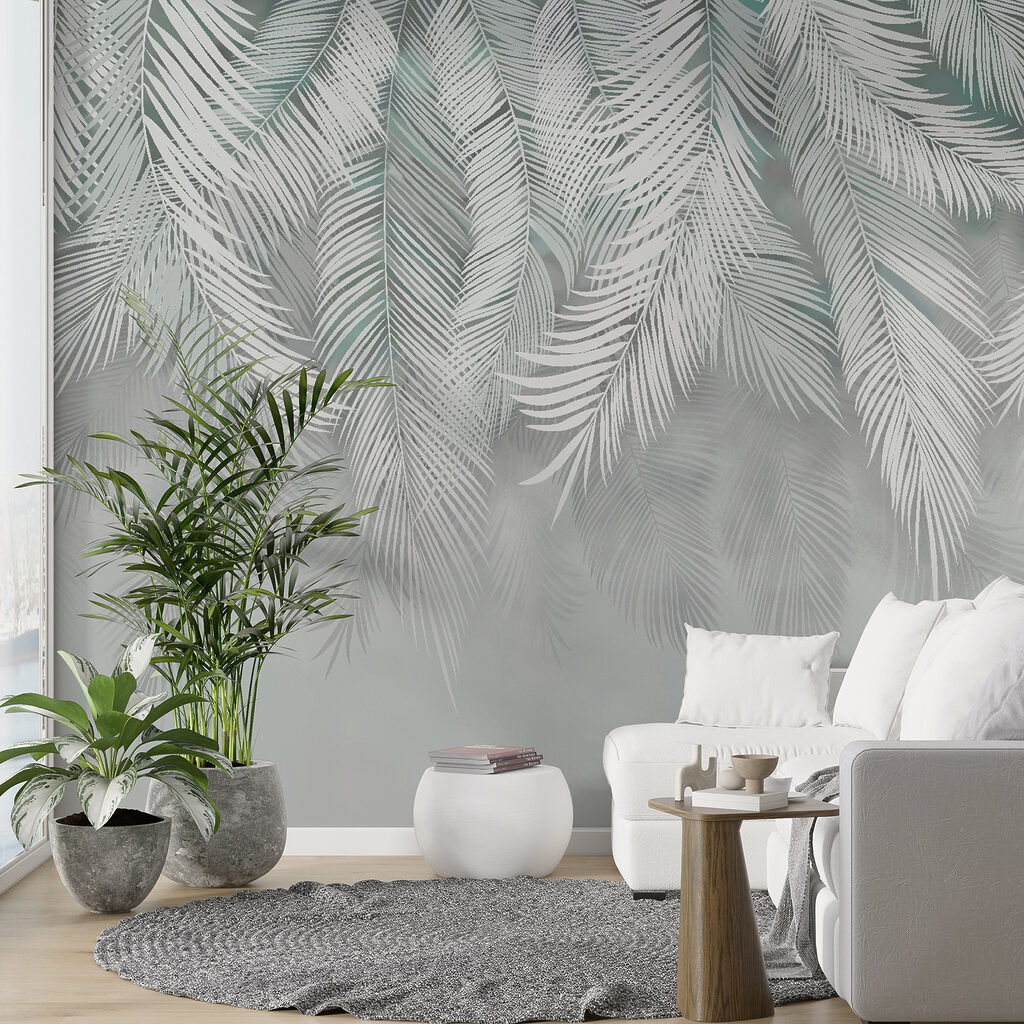 Witte bladeren op een witte achtergrond — interieur 6