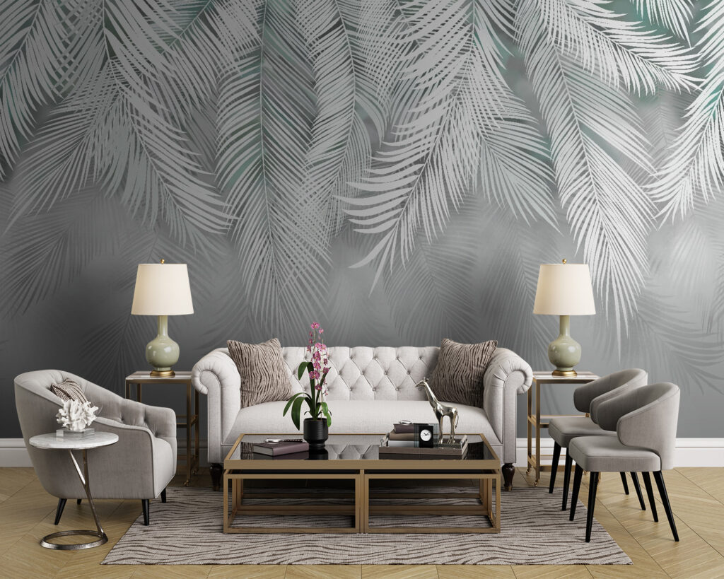 Witte bladeren op een witte achtergrond — interieur 3