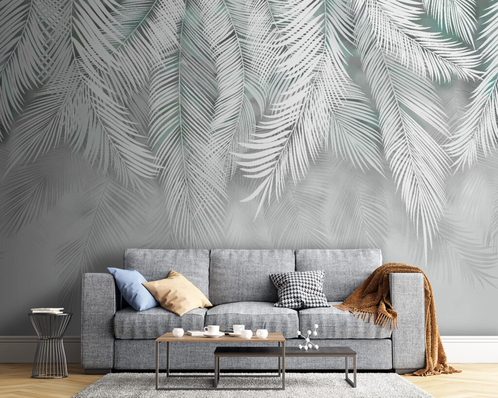 Witte bladeren op een witte achtergrond — interieur 4