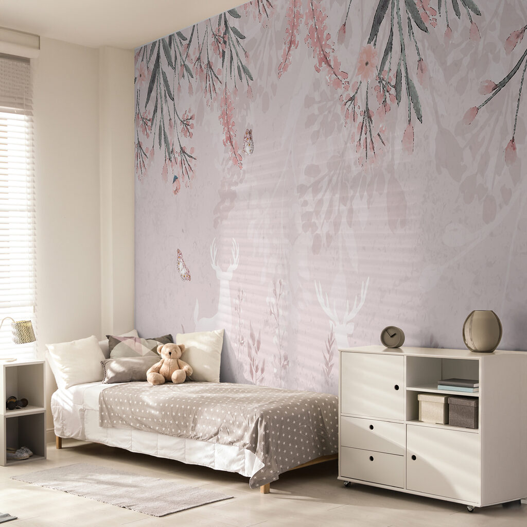 Hangend blad boven zachtroze — interieur 3