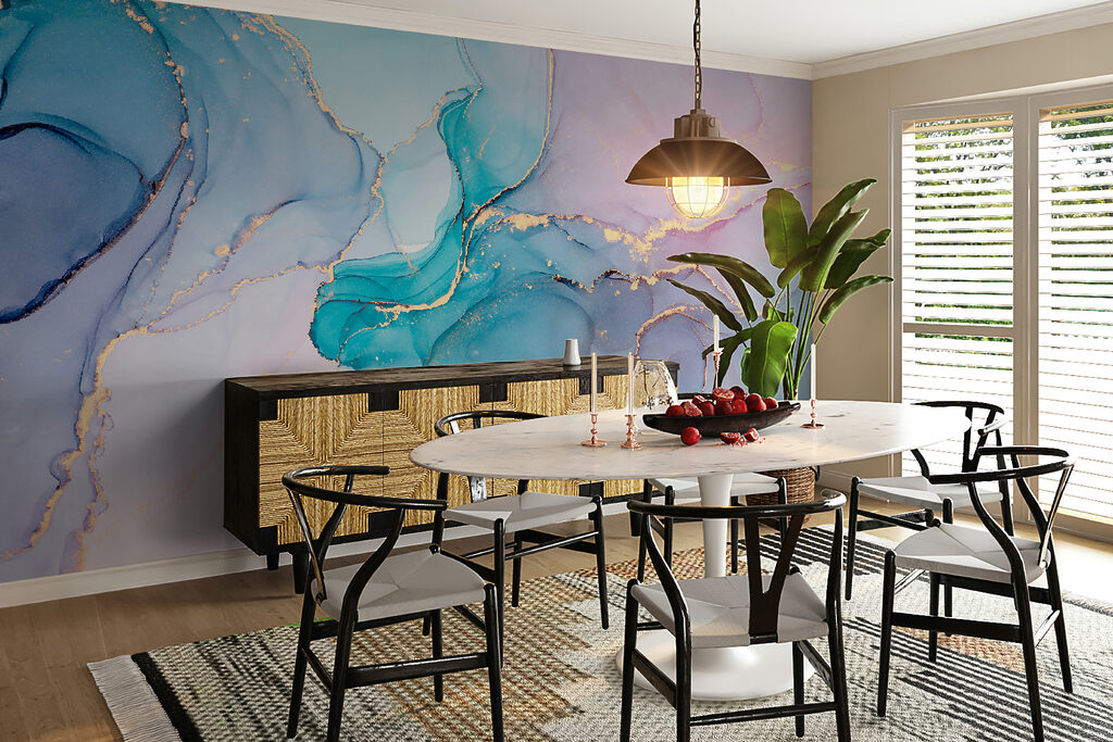 Serene abstracte golven van koele kleuren — interieur 3