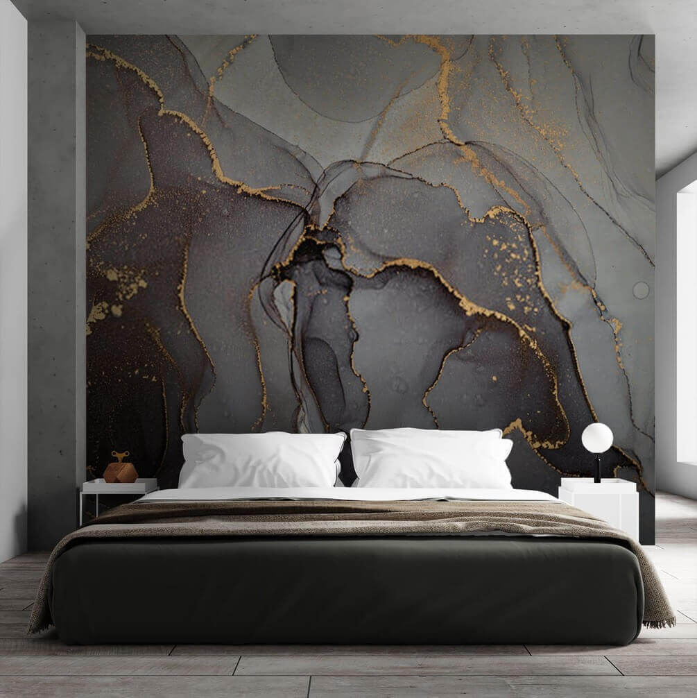 Diepe grijstinten met goudlijnen — interieur 2