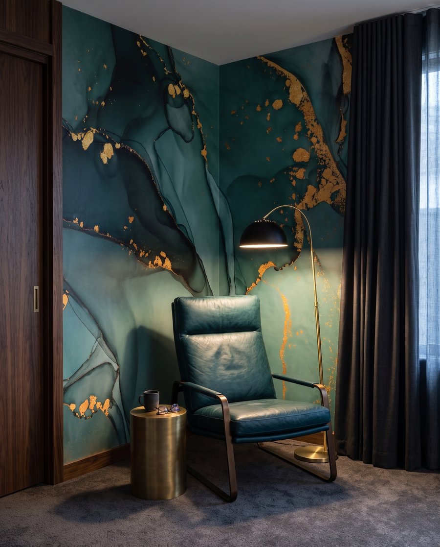 Gouden breuk in diepgroen — interieur 2