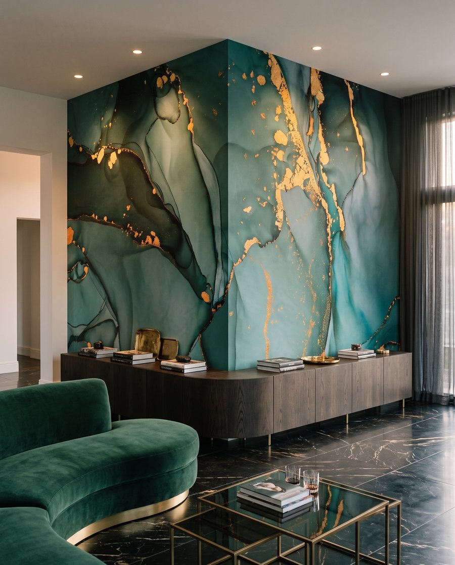 Gouden breuk in diepgroen — interieur 4
