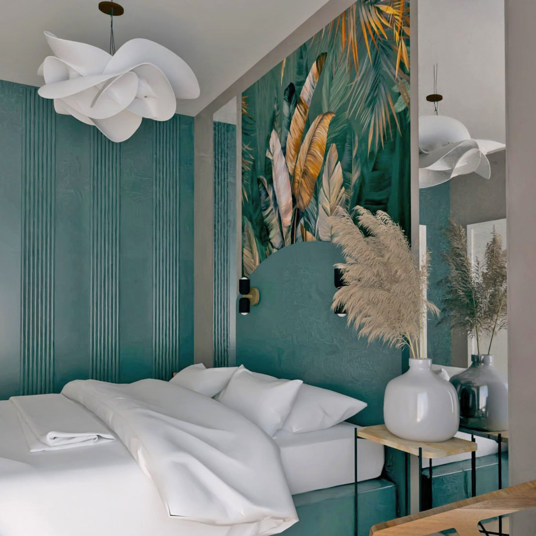Warme bladeren op petrol — interieur 2
