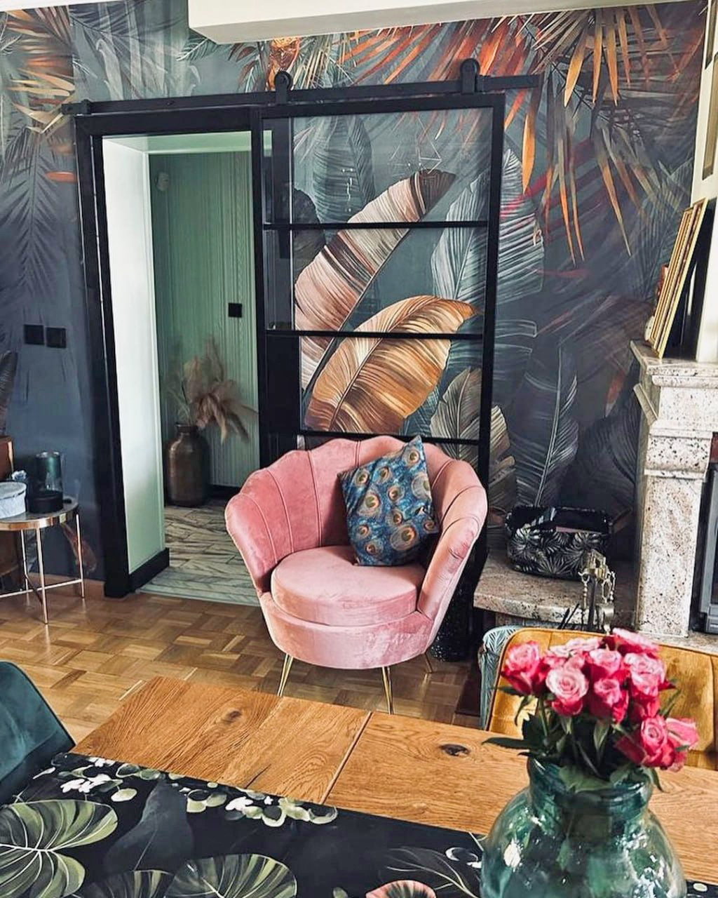 Warme bladeren op petrol — interieur 3