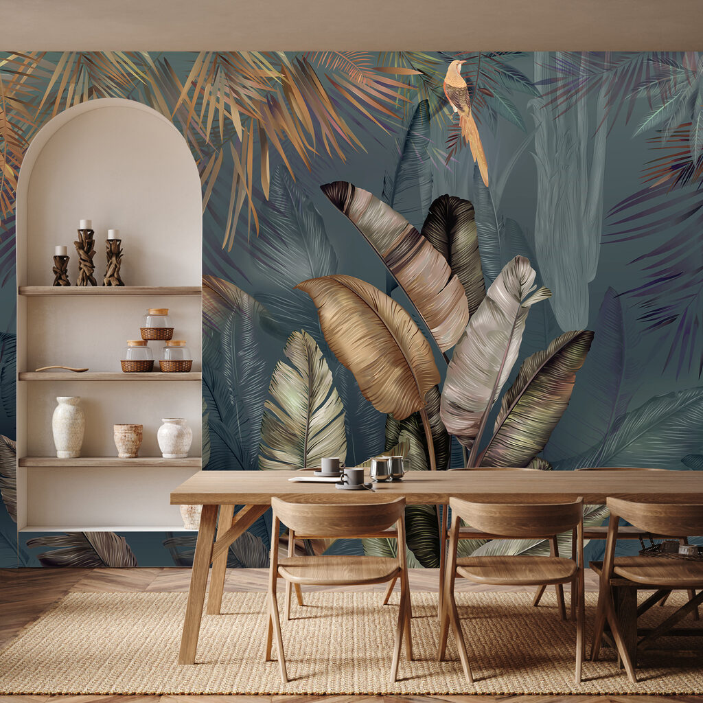 Warme bladeren op petrol — interieur 4