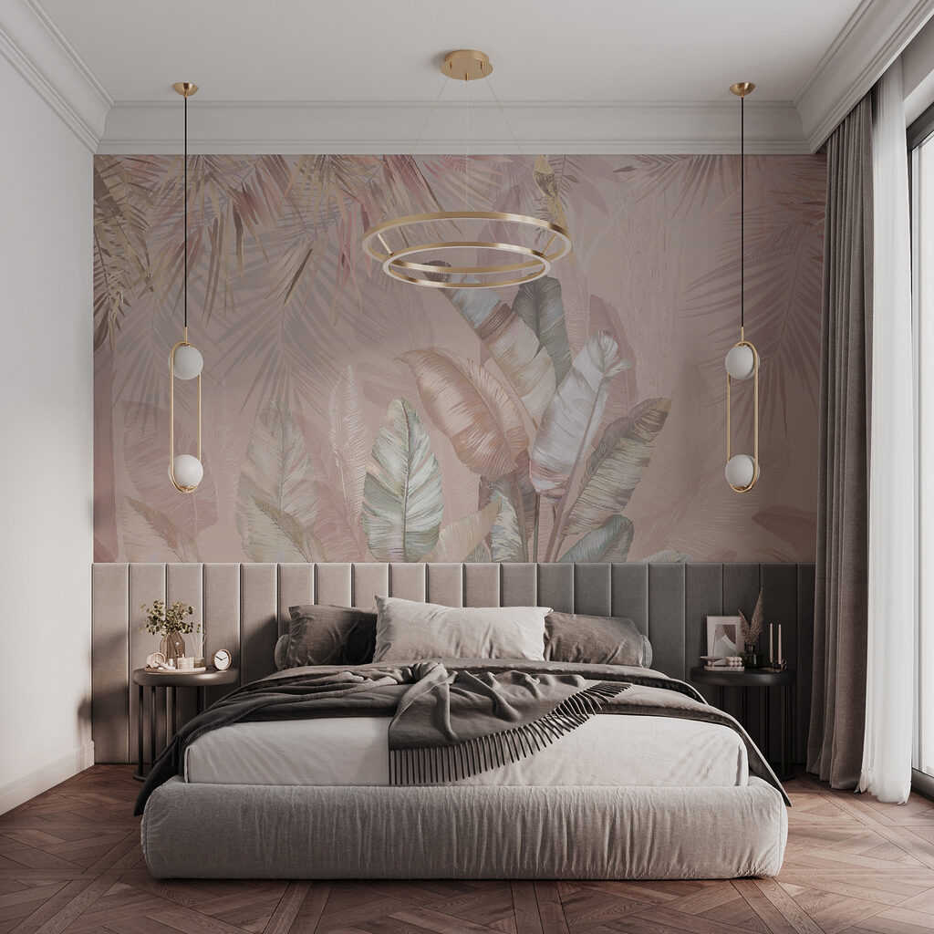 Tropische bladeren in zachte pasteltinten — interieur 5
