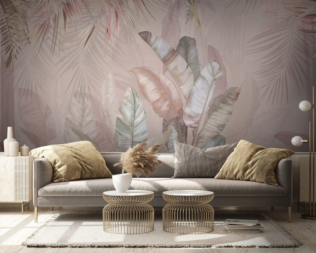 Tropische bladeren in zachte pasteltinten — interieur 4