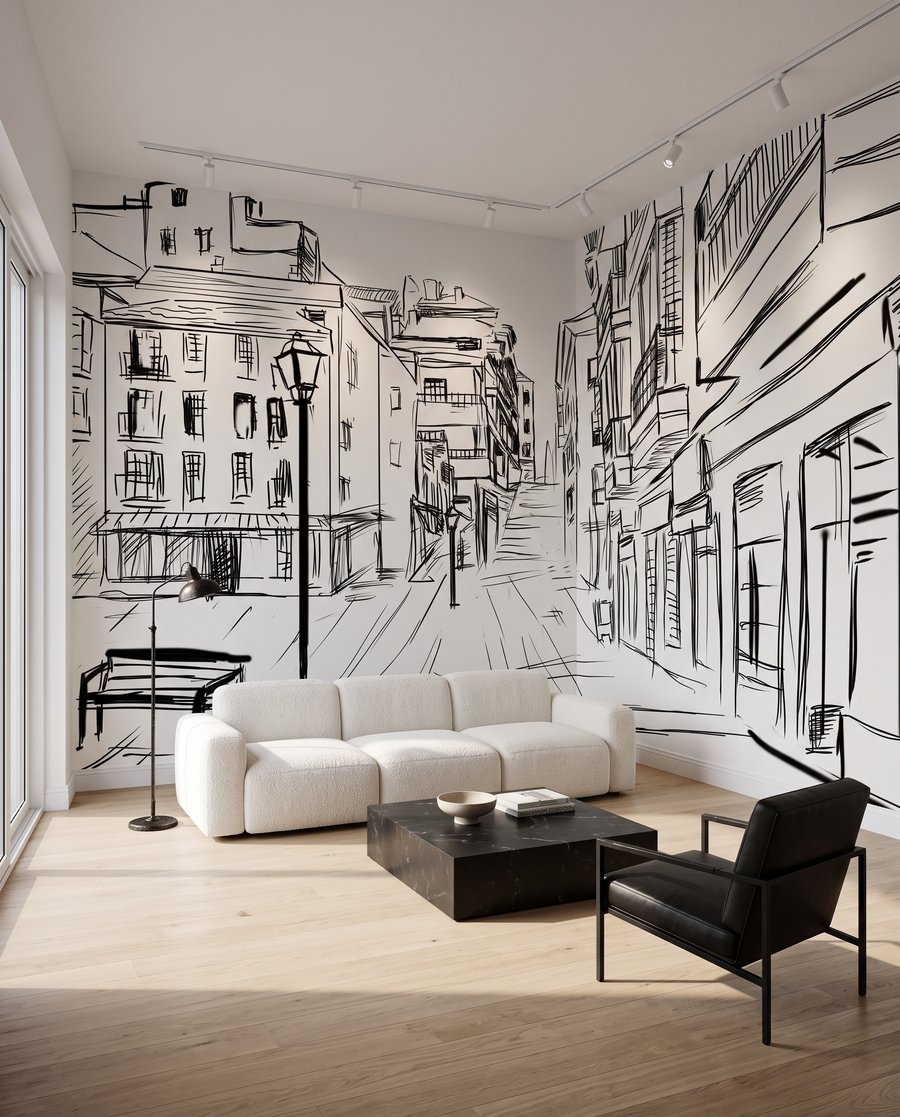 Een straat in schetslijnen — interieur 3