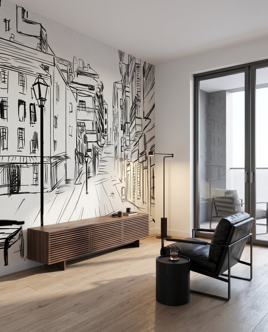 Een straat in schetslijnen — interieur 4