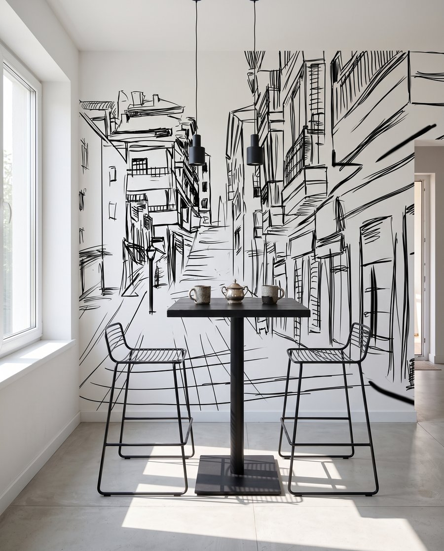 Een straat in schetslijnen — interieur 7