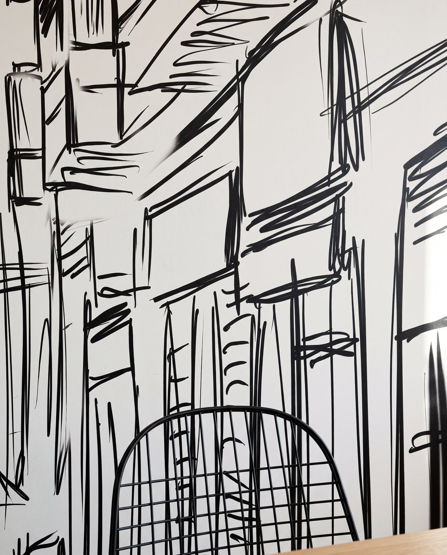 Een straat in schetslijnen — detail