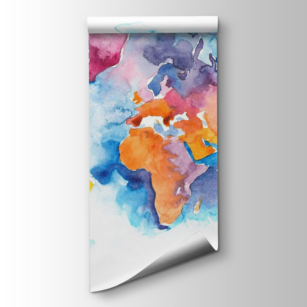 Wereldkaart in felle aquarel — productweergave