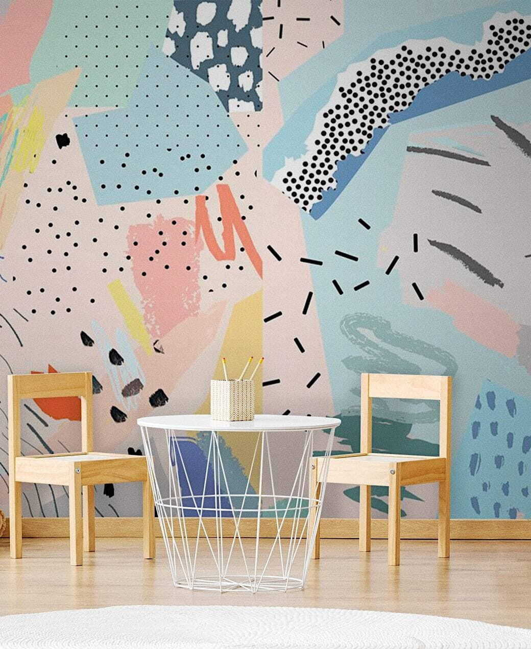 Pastelvlekken met speelse verftekens — interieur 1