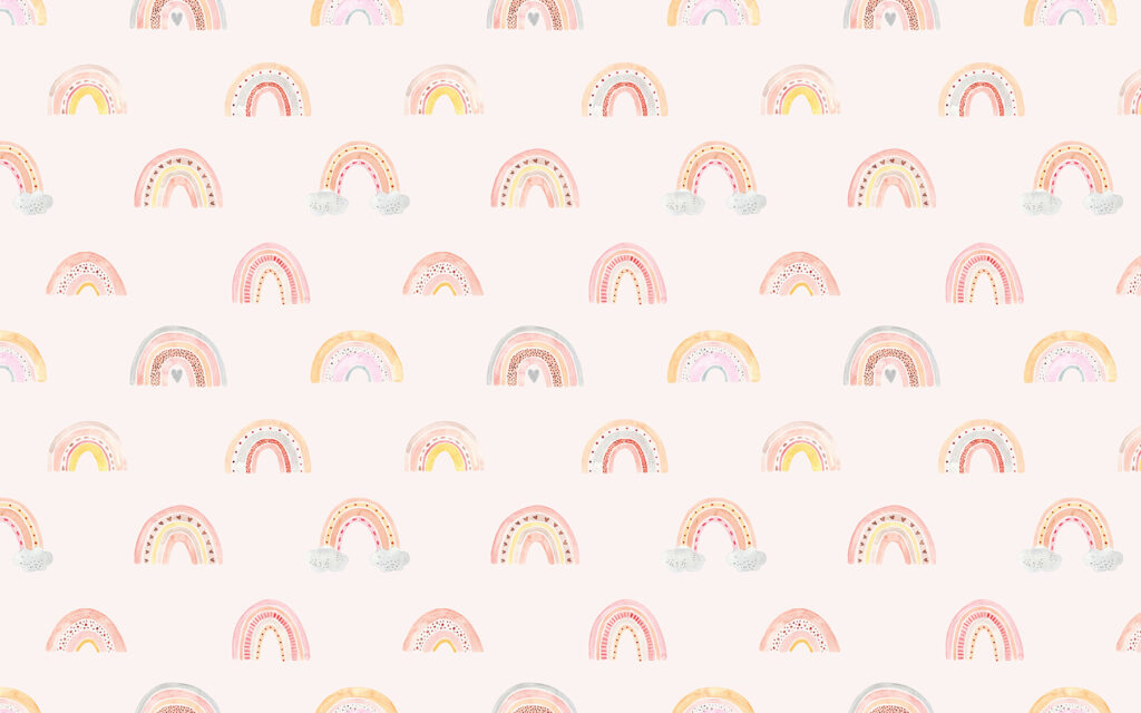 Kleine regenbogen op roze — volledig ontwerp