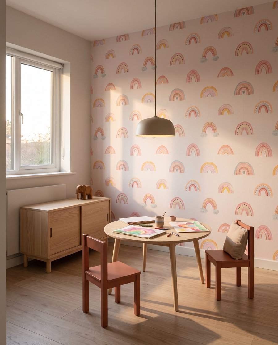 Kleine regenbogen op roze — interieur 4