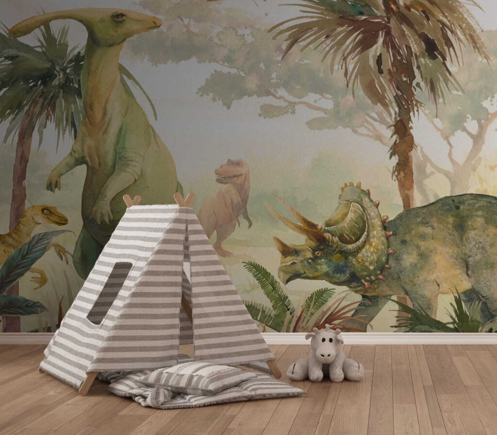 Dinosaurussen in zachte aquarel — interieur 1