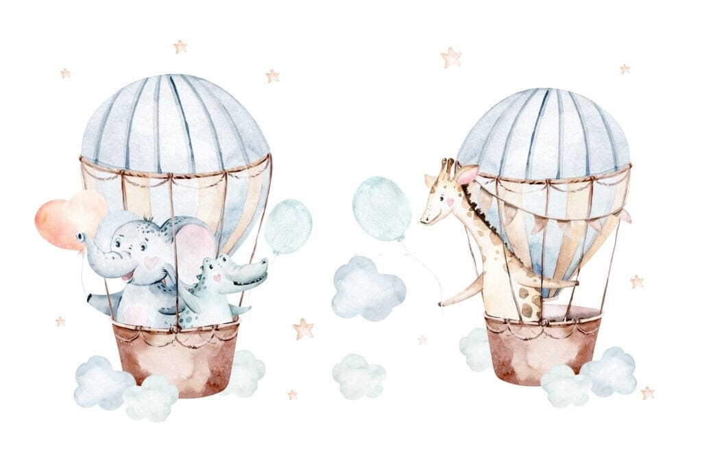 Dieren in pastelballonnen — volledig ontwerp