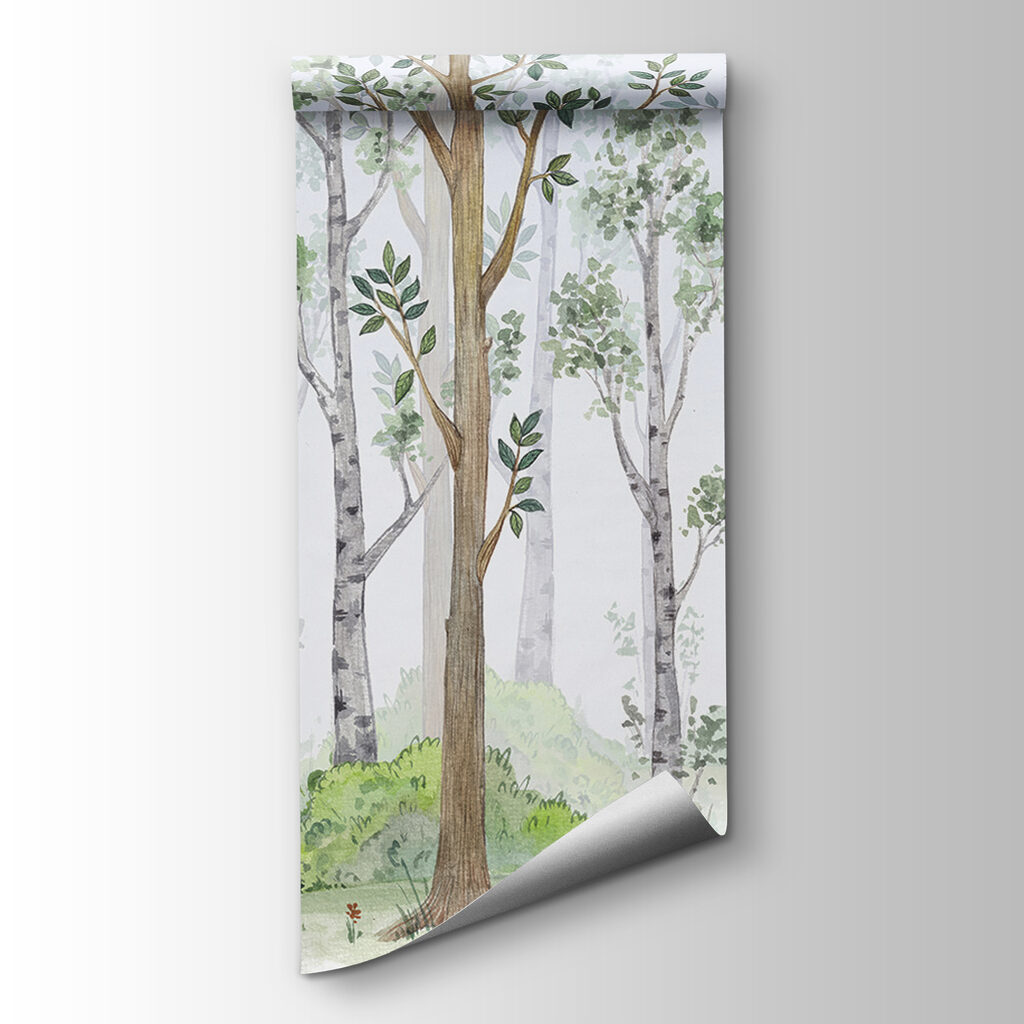 Aquarel van bomen en gras — productweergave