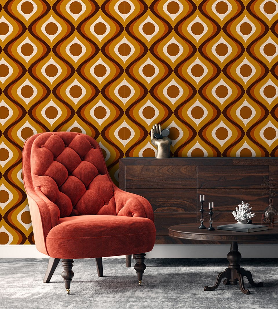 Patroon van cirkels en stippen in een interieur