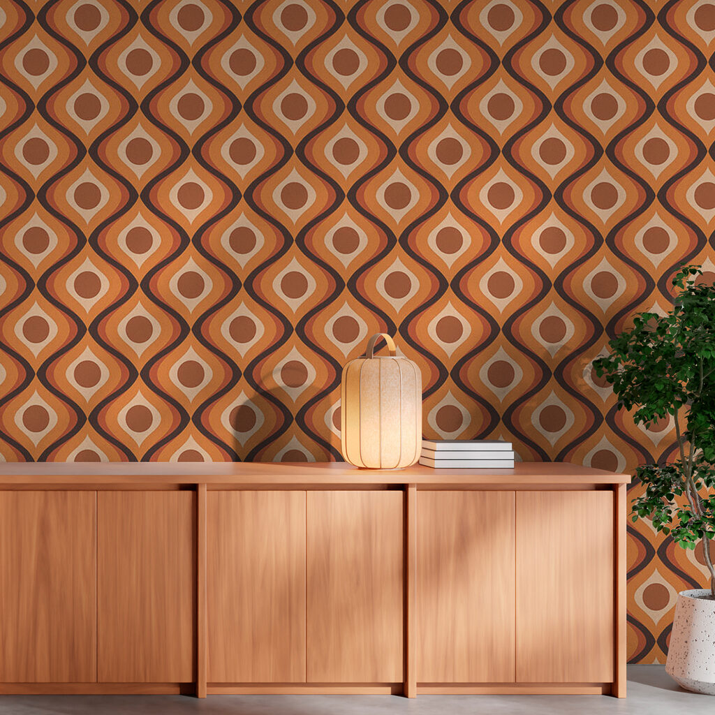 Golvend ritme in retro-oranje — interieur 3