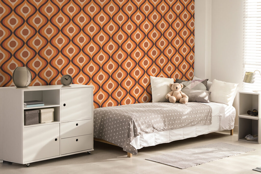 Golvend ritme in retro-oranje — interieur 2