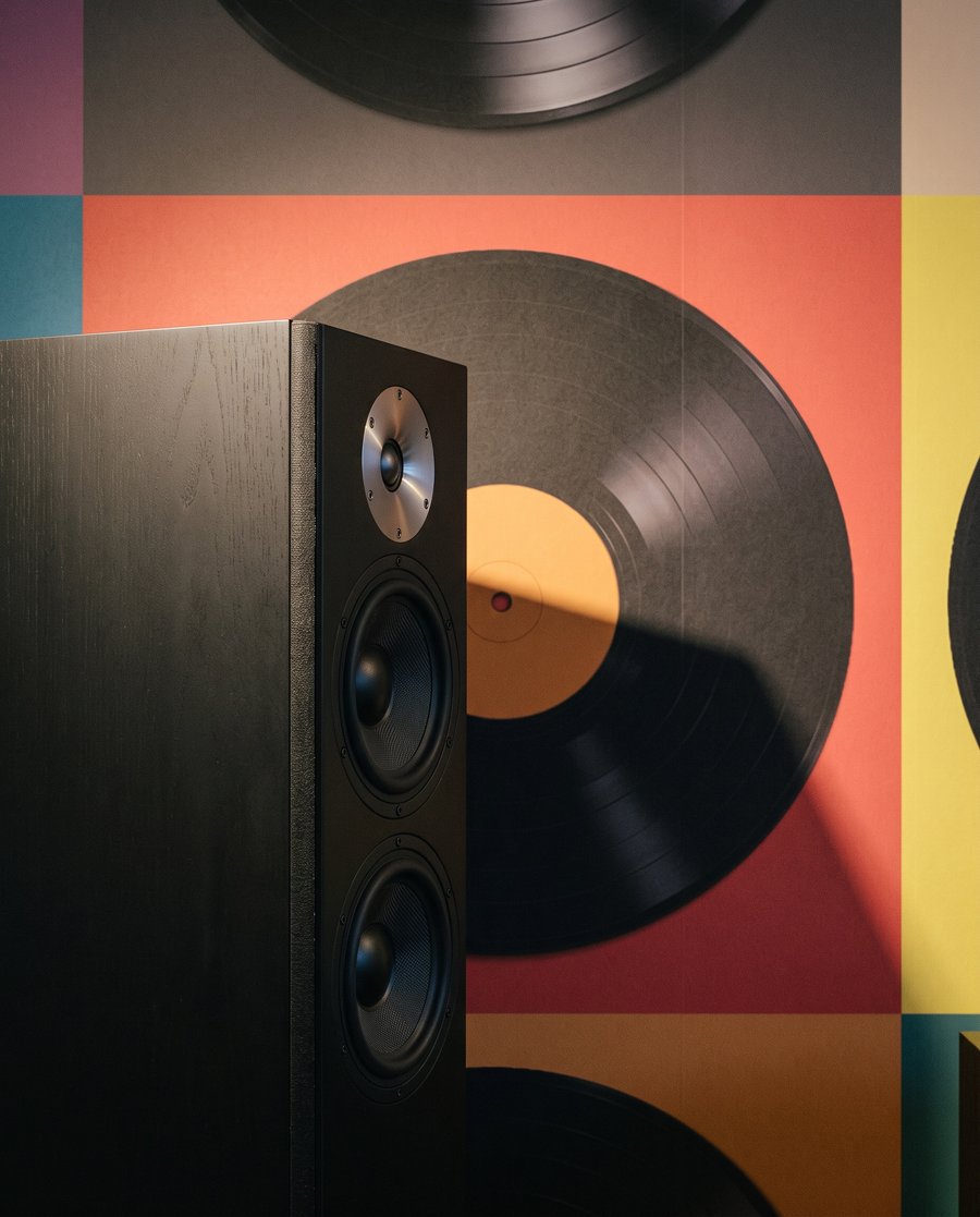 Patroon van zwarte vinylplaten — interieur 3