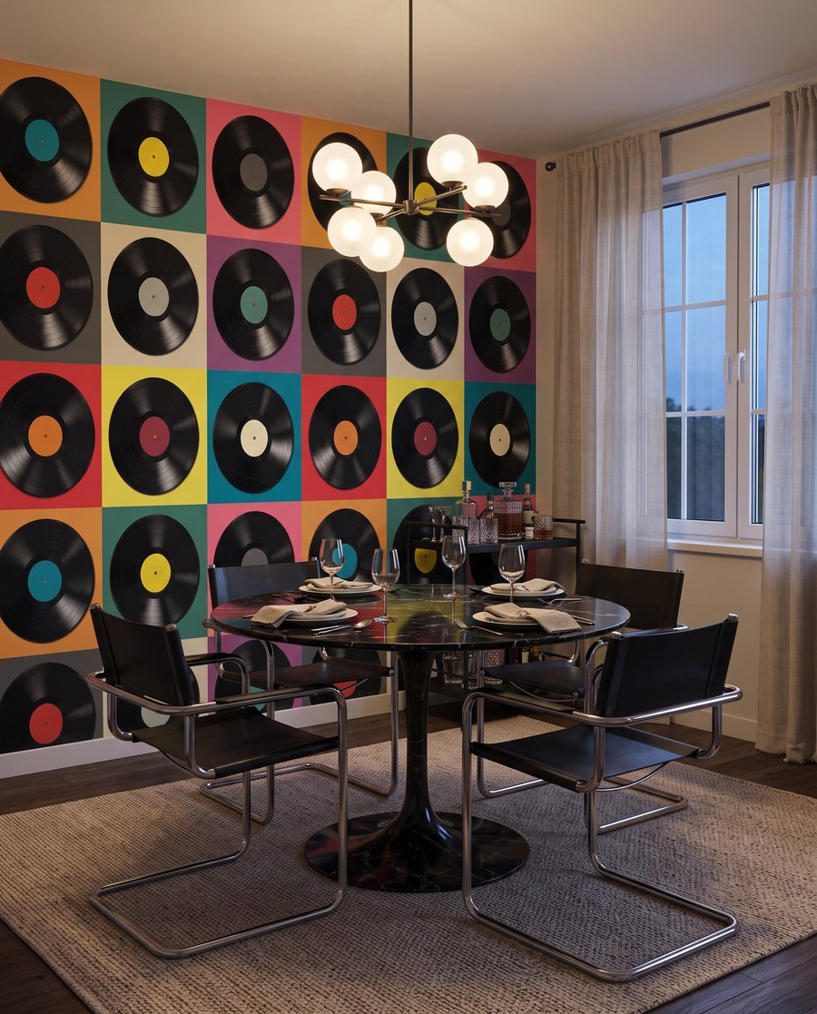 Patroon van zwarte vinylplaten — interieur 5