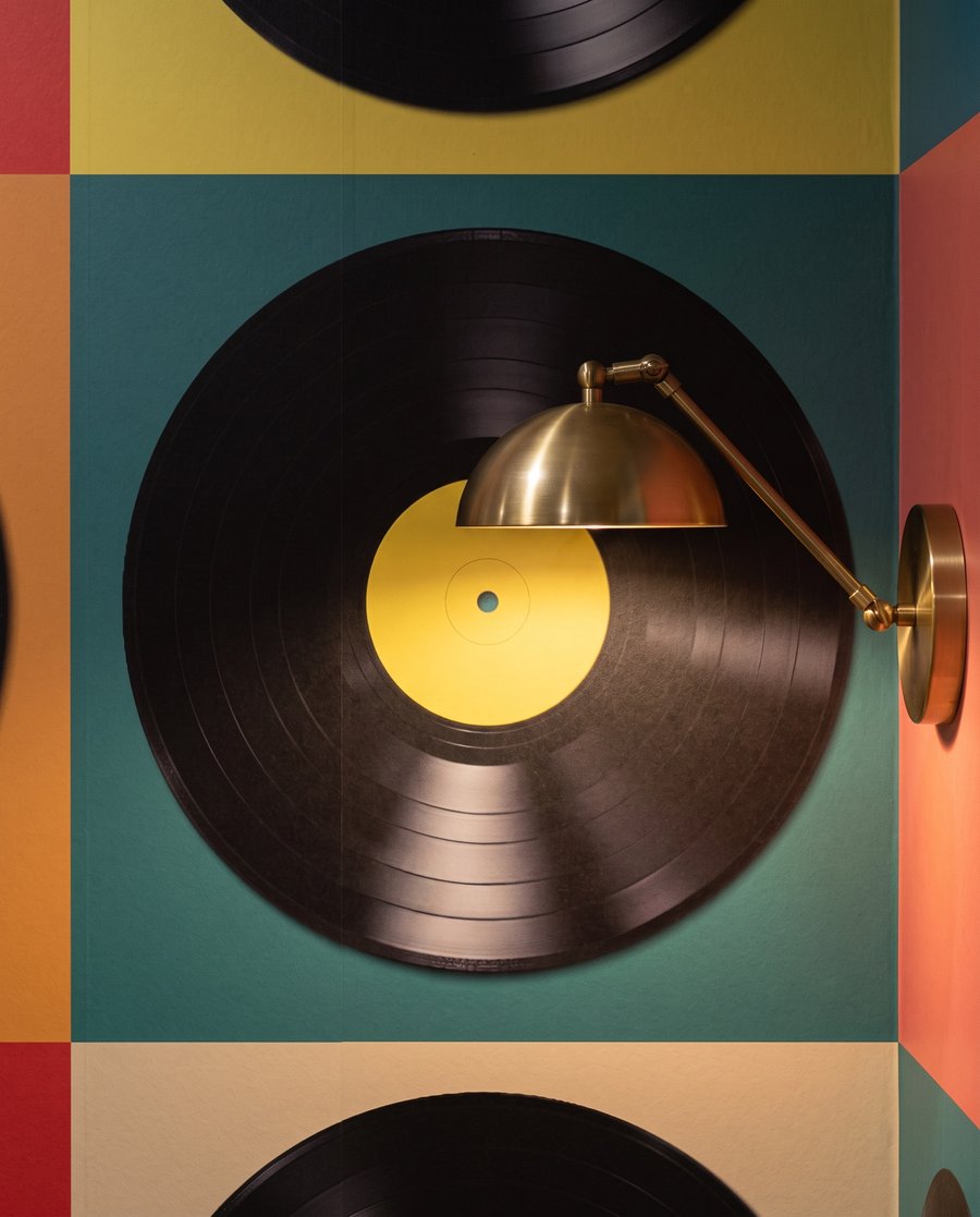 Patroon van zwarte vinylplaten — detail