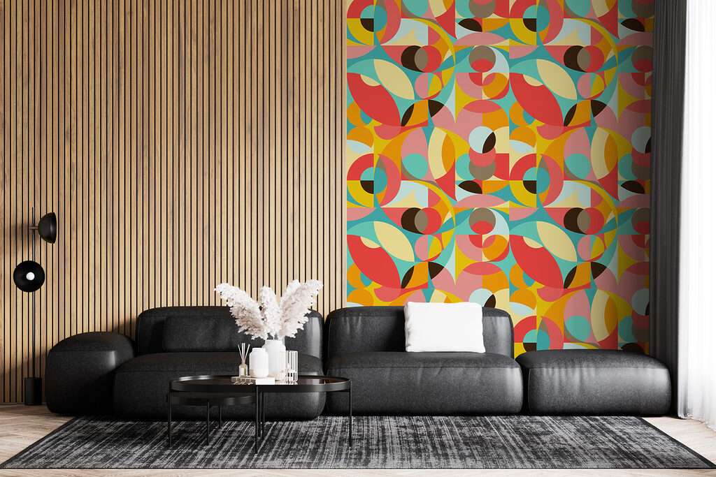 Kwartcirkels in bont ritme — interieur 2