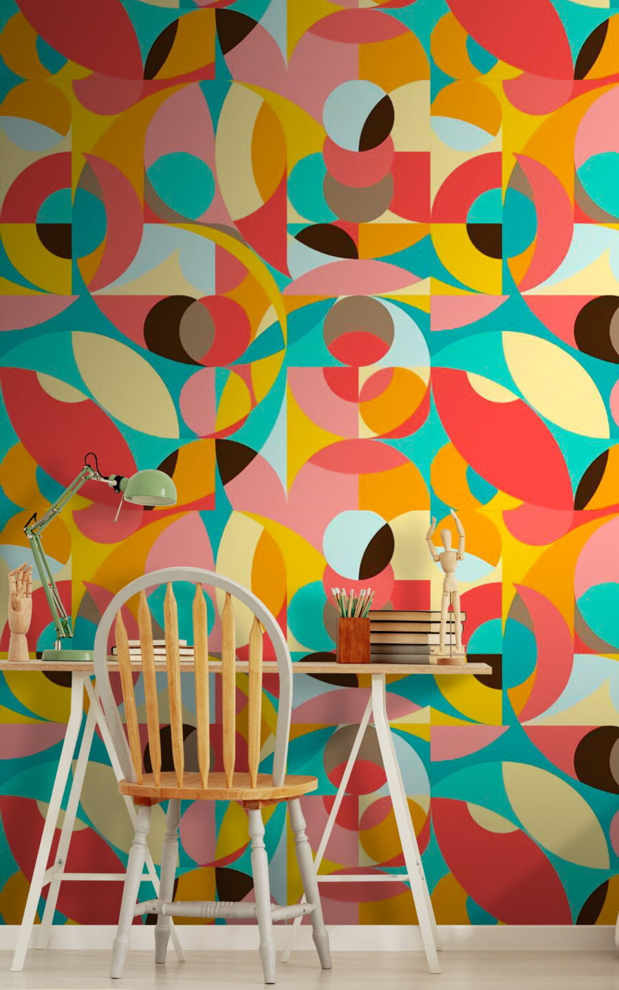 Kwartcirkels in bont ritme — interieur 1