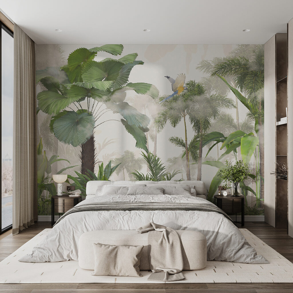 Groene palmen in landschapsprent — interieur 4