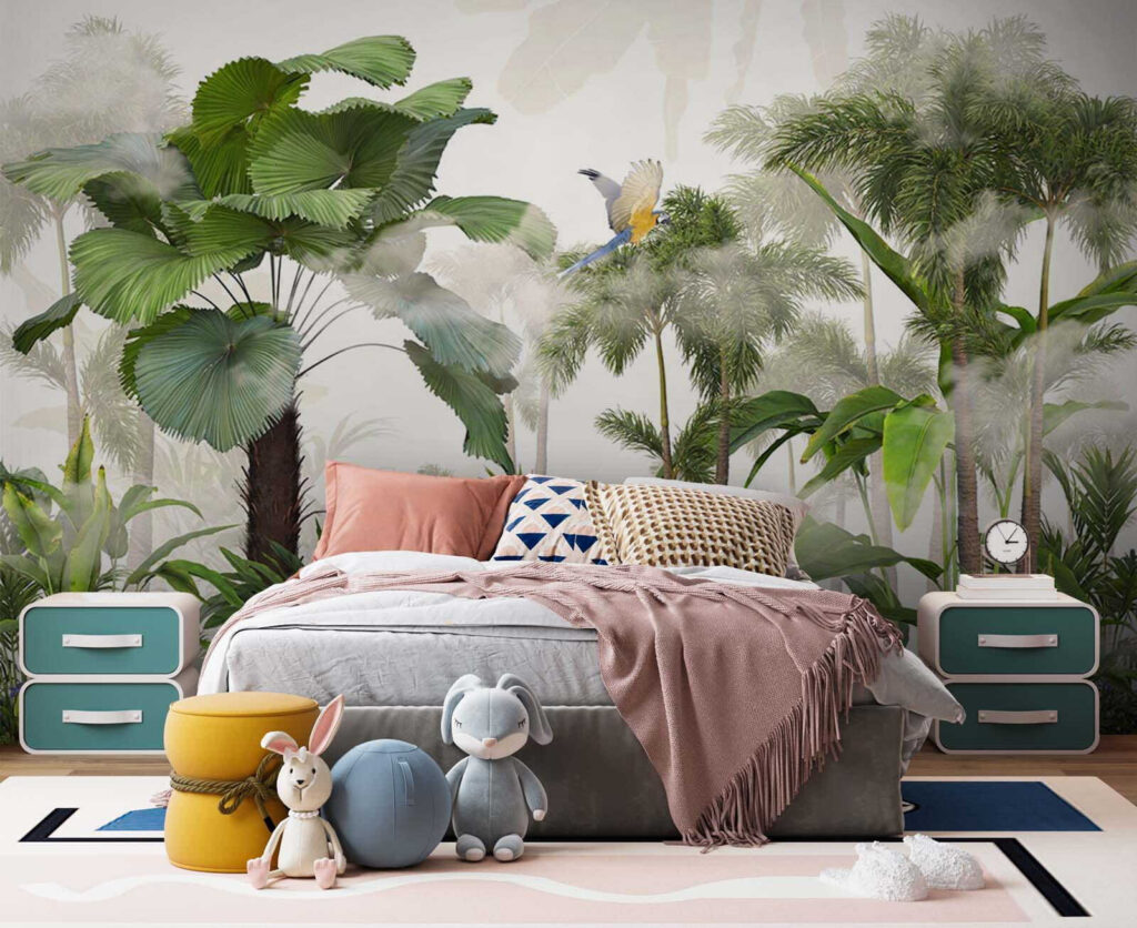 Groene palmen in landschapsprent — interieur 2