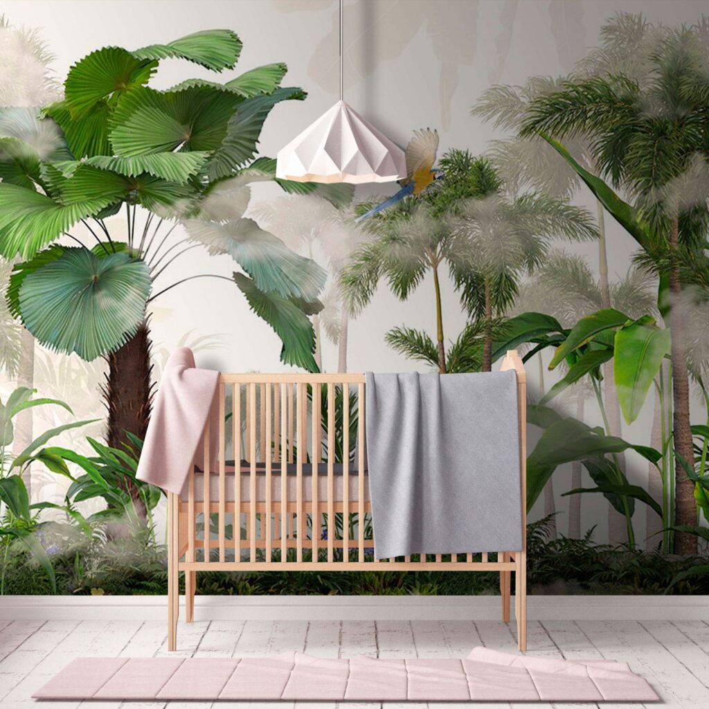 Groene palmen in landschapsprent — interieur 1
