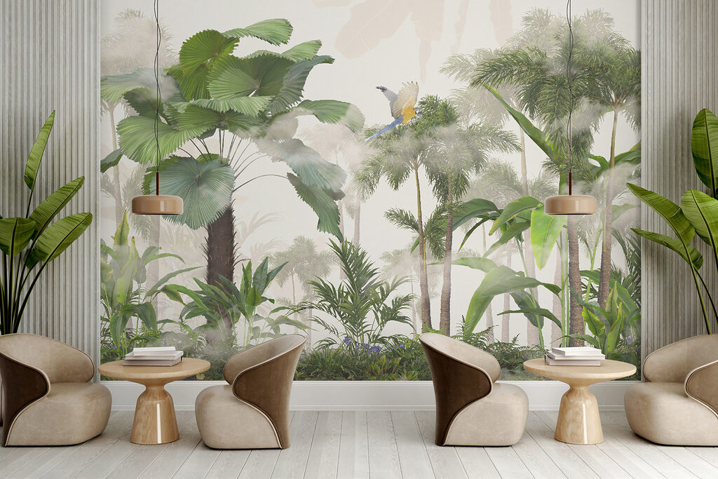 Groene palmen in landschapsprent — interieur 5