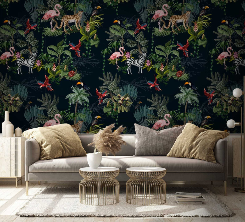 Patroon van flamingo's en zebra's — interieur 2