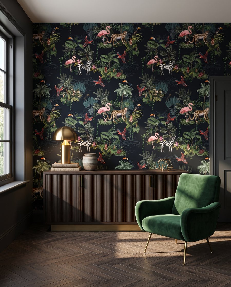 Flamingo's in een nachttuin — interieur 4