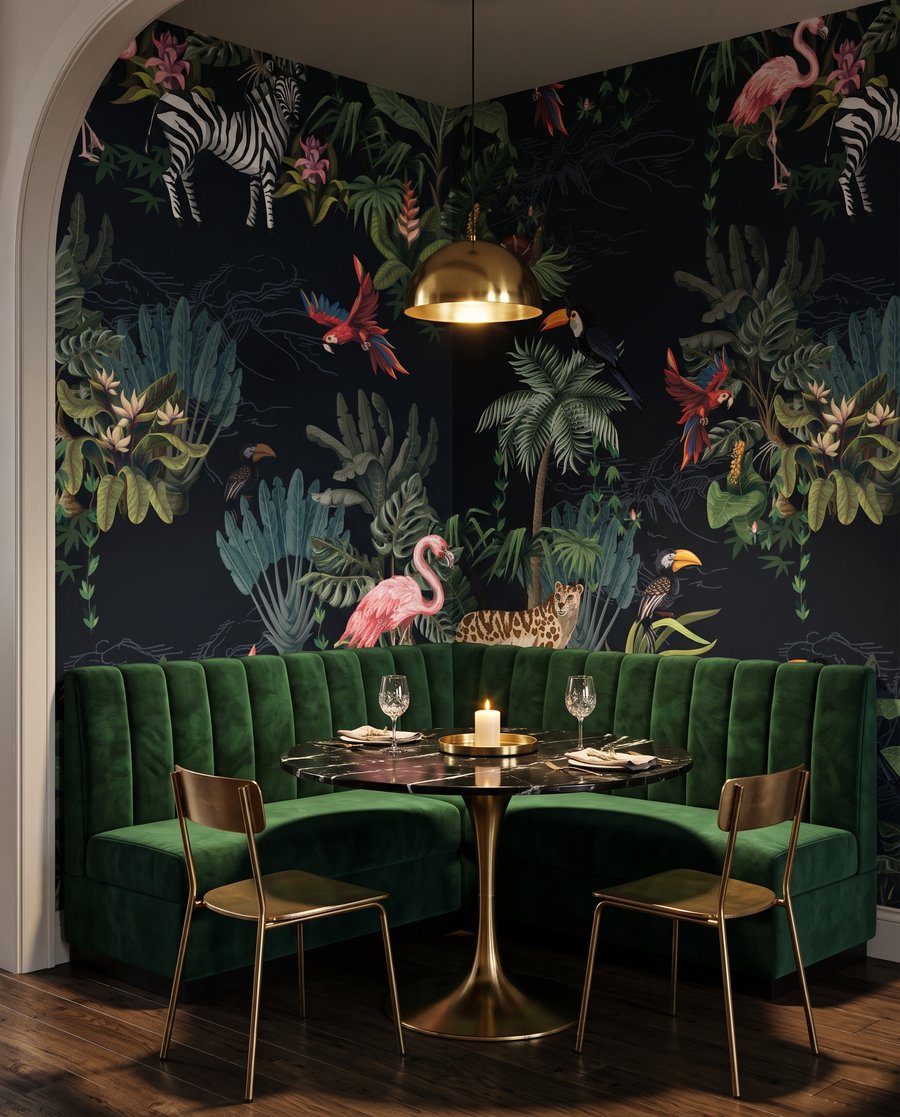 Flamingo's in een nachttuin — interieur 5