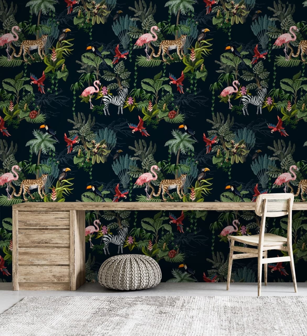 Patroon van flamingo's en zebra's — interieur 1