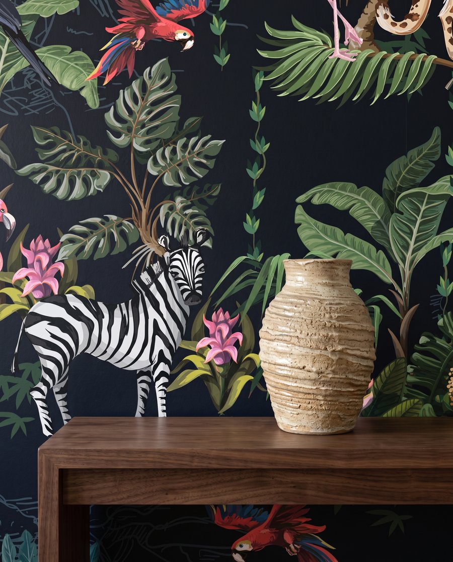 Flamingo's in een nachttuin — detail