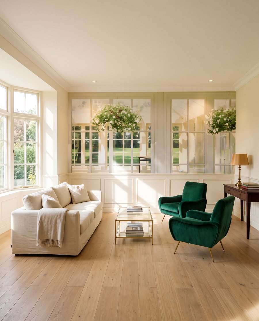 Witte deuren naar zonlicht — interieur 3