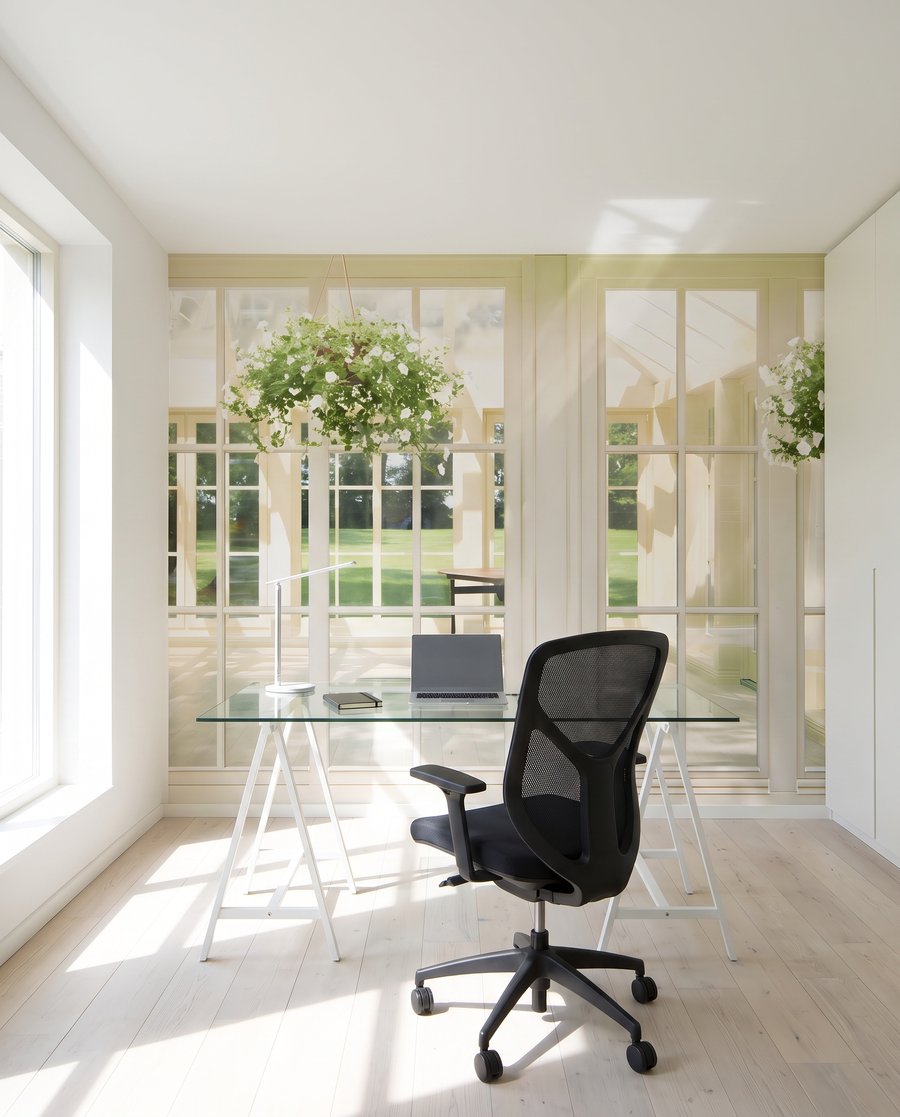 Witte deuren naar zonlicht — interieur 5