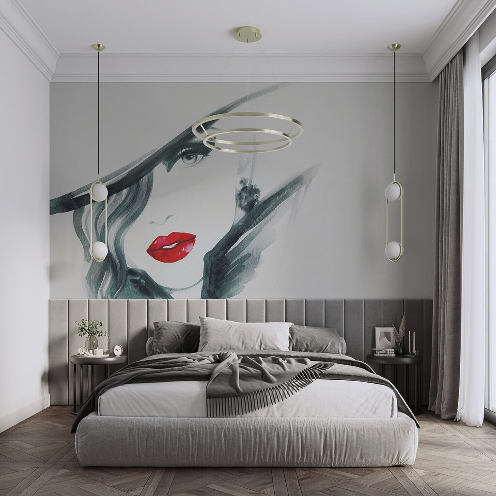 Vrouw met rode lippen en zwarte hoed — interieur 6