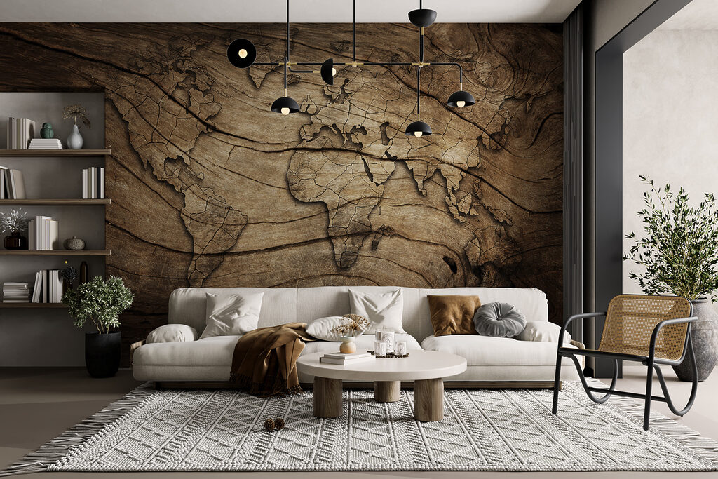 Wereldlijnen door houtnerven — interieur 4