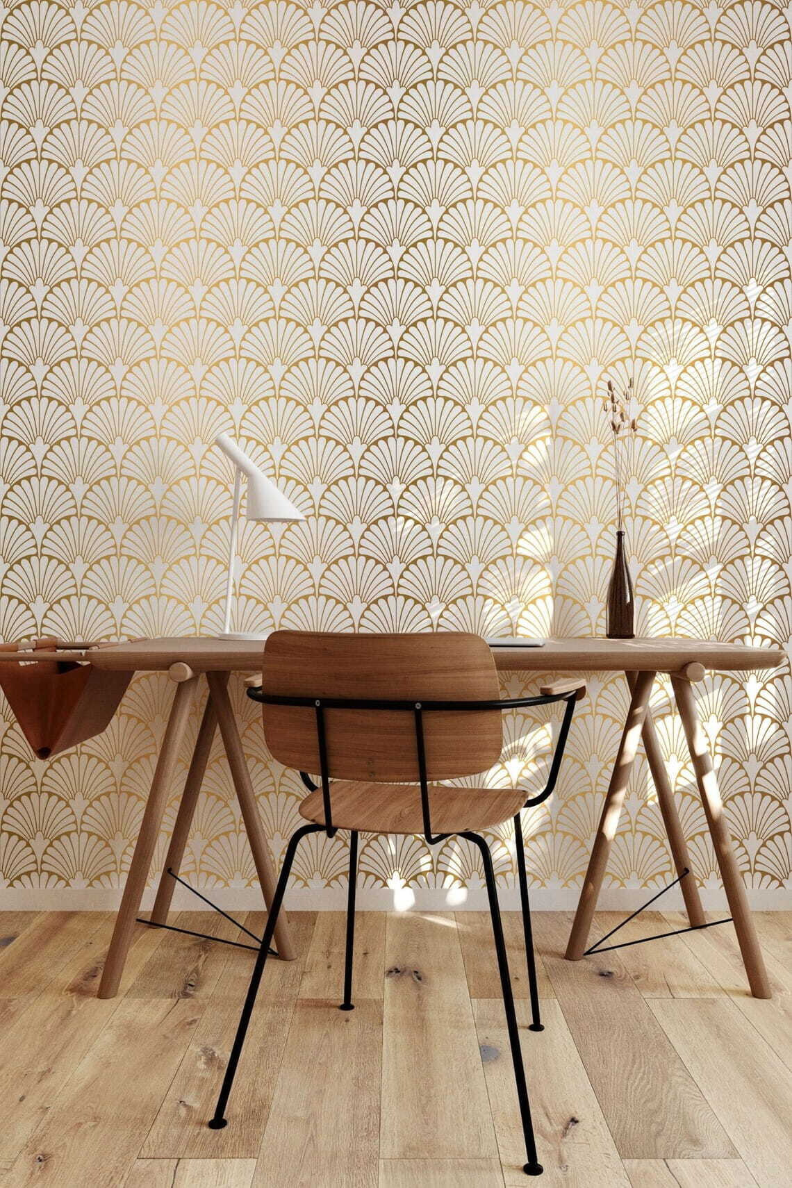 Elegant patroon in warme geeltinten in een interieur